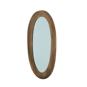 Wandspiegel aus Mangoholz mit ovaler Form, massivem Rahmen und Braun-Finish, L – Noam | PTMD