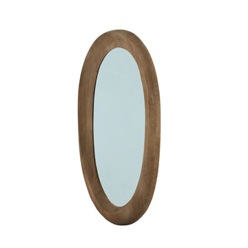 Wandspiegel aus Mangoholz mit ovaler Form, massivem Rahmen und Braun-Finish, L – Noam | PTMD