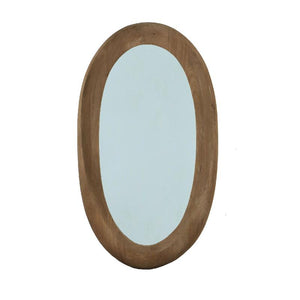 Wandspiegel aus Mangoholz mit ovaler Form, massivem Rahmen und Braun-Finish, L – Noam | PTMD
