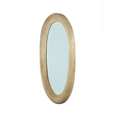 Wandspiegel aus Mangoholz mit ovaler Form, massivem Rahmen und Natur-Finish, M – Noam | PTMD