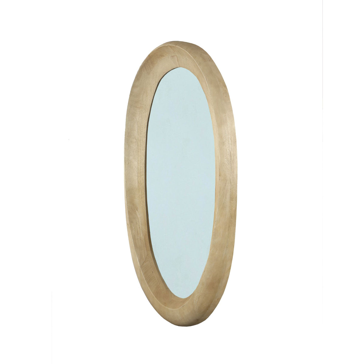 Wandspiegel aus Mangoholz mit ovaler Form, massivem Rahmen und Natur-Finish, M – Noam | PTMD