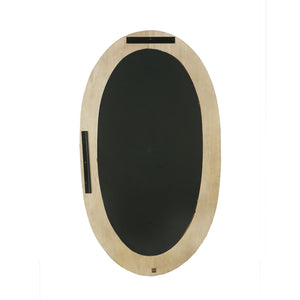 Wandspiegel aus Mangoholz mit ovaler Form, massivem Rahmen und Natur-Finish, M – Noam | PTMD