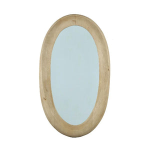 Wandspiegel aus Mangoholz mit ovaler Form, massivem Rahmen und Natur-Finish, M – Noam | PTMD