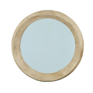 Wandspiegel aus Mangoholz mit runder Form, massivem Rahmen und Natur-Finish, L – Noam | PTMD