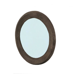 Wandspiegel aus Mangoholz mit runder Form, massivem Rahmen und Braun-Finish, S – Noam | PTMD
