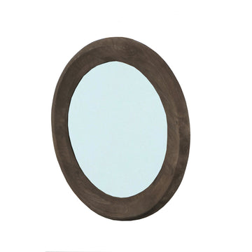 Wandspiegel aus Mangoholz mit runder Form, massivem Rahmen und Braun-Finish, S – Noam | PTMD