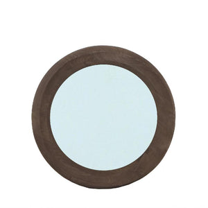 Wandspiegel aus Mangoholz mit runder Form, massivem Rahmen und Braun-Finish, S – Noam | PTMD