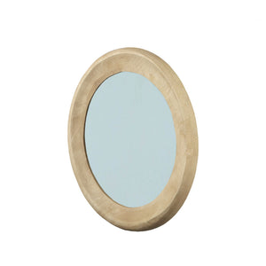 Wandspiegel aus Mangoholz mit runder Form, massivem Rahmen und Natur-Finish, S – Noam | PTMD