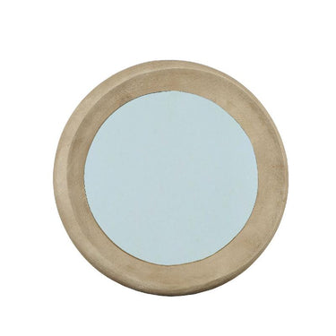 Wandspiegel aus Mangoholz mit runder Form, massivem Rahmen und Natur-Finish, S – Noam | PTMD