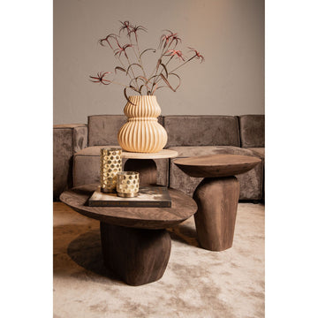 Couchtisch – Mangoholz, organische Form, dunkelbraun – Harshad | PTMD
