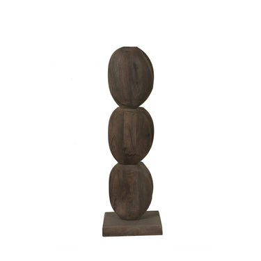 Statue - round design, mango wood, dark brown finish, M – Kodey | PTMD