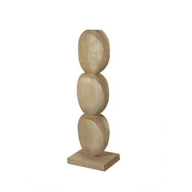 Statue - circular design, mango wood, natural finish, M – Kodey | PTMD