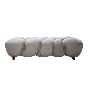 Bench – beige surface, fabric cover, upholstered seat – Nubibus | PTMD