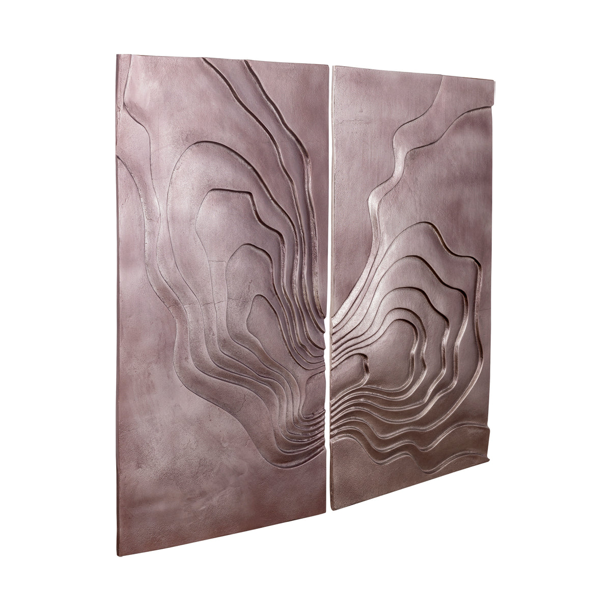 Wandpaneel aus gegossenem Aluminium in Bronzeoptik mit Wellenstruktur, XL – Erike | PTMD