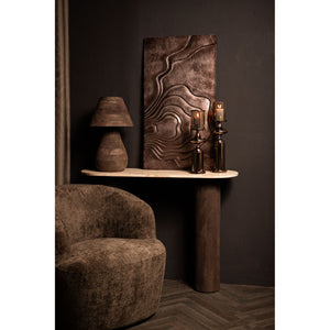Side Table – Mango Wood, Marble Top, Oval, Brown – Liora | PTMD