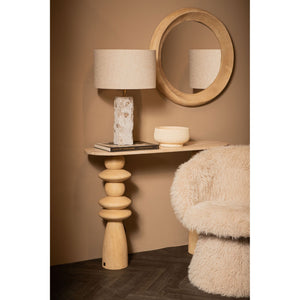 Table lamp made of marble and aluminum with natural shade and square shape, L – Rester | PTMD