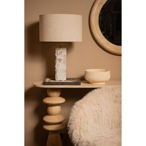 Table lamp made of marble and aluminum with natural shade and square shape, L – Rester | PTMD