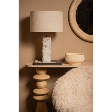 Tischlampe aus Marmor und Aluminium mit Naturton und quadratischer Form, L – Rester | PTMD