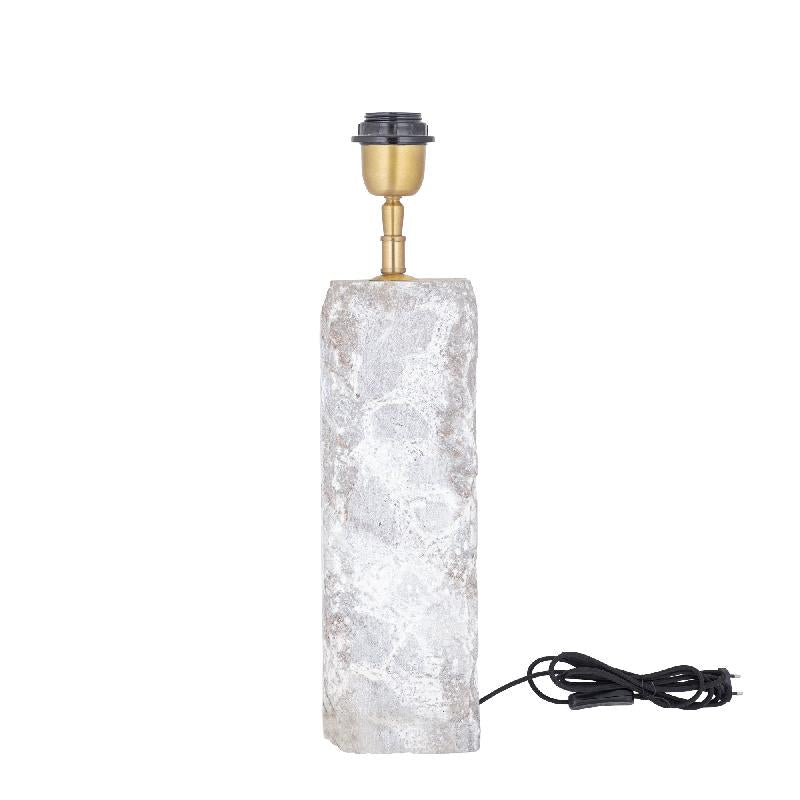 Table lamp made of marble and aluminum with natural shade and square shape, L – Rester | PTMD