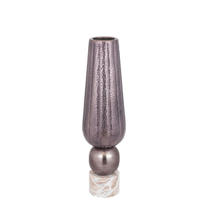 Vase - Aluminiumblech, Marmorsockel, rund, Bronze – Marive | PTMD