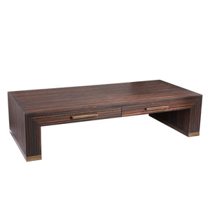 Couchtisch – Holzfurnier, Zwei Schubladen, Rechteckige Form, Braun – Tiess | PTMD