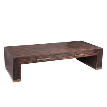 Couchtisch – Holzfurnier, Zwei Schubladen, Rechteckige Form, Braun – Tiess | PTMD