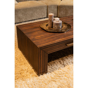 Couchtisch – Holzfurnier, Zwei Schubladen, Rechteckige Form, Braun – Tiess | PTMD