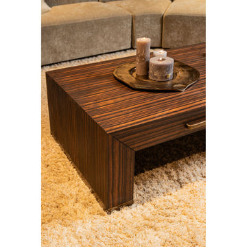 Couchtisch – Holzfurnier, Zwei Schubladen, Rechteckige Form, Braun – Tiess | PTMD