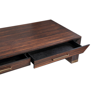 Couchtisch – Holzfurnier, Zwei Schubladen, Rechteckige Form, Braun – Tiess | PTMD