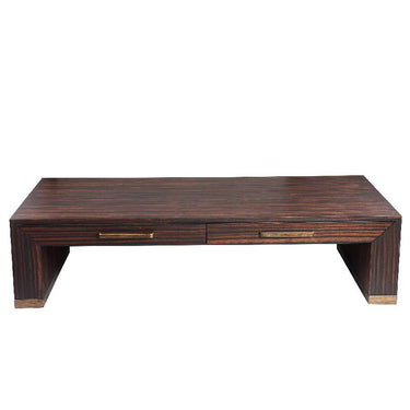 Couchtisch – Holzfurnier, Zwei Schubladen, Rechteckige Form, Braun – Tiess | PTMD