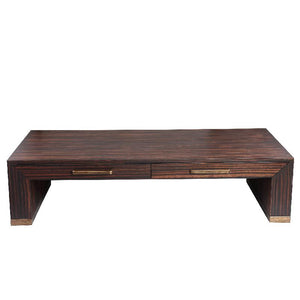 Couchtisch – Holzfurnier, Zwei Schubladen, Rechteckige Form, Braun – Tiess | PTMD