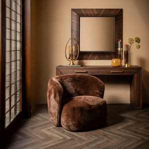 Side table – wood veneer, metal, 2 drawers, brown – Tiess | PTMD