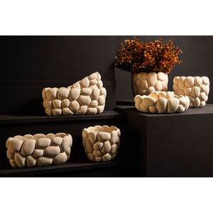 Schale - Runder Zement, Glatte Oberfläche, Steinmuster, Weiß, S – Mikay | PTMD