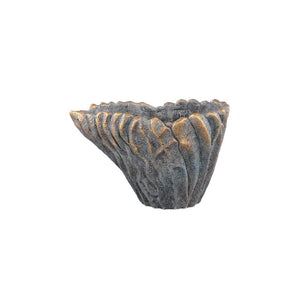 Vase – Graue Farbe, Wellen Design, Zement Material, S – Vakas | PTMD