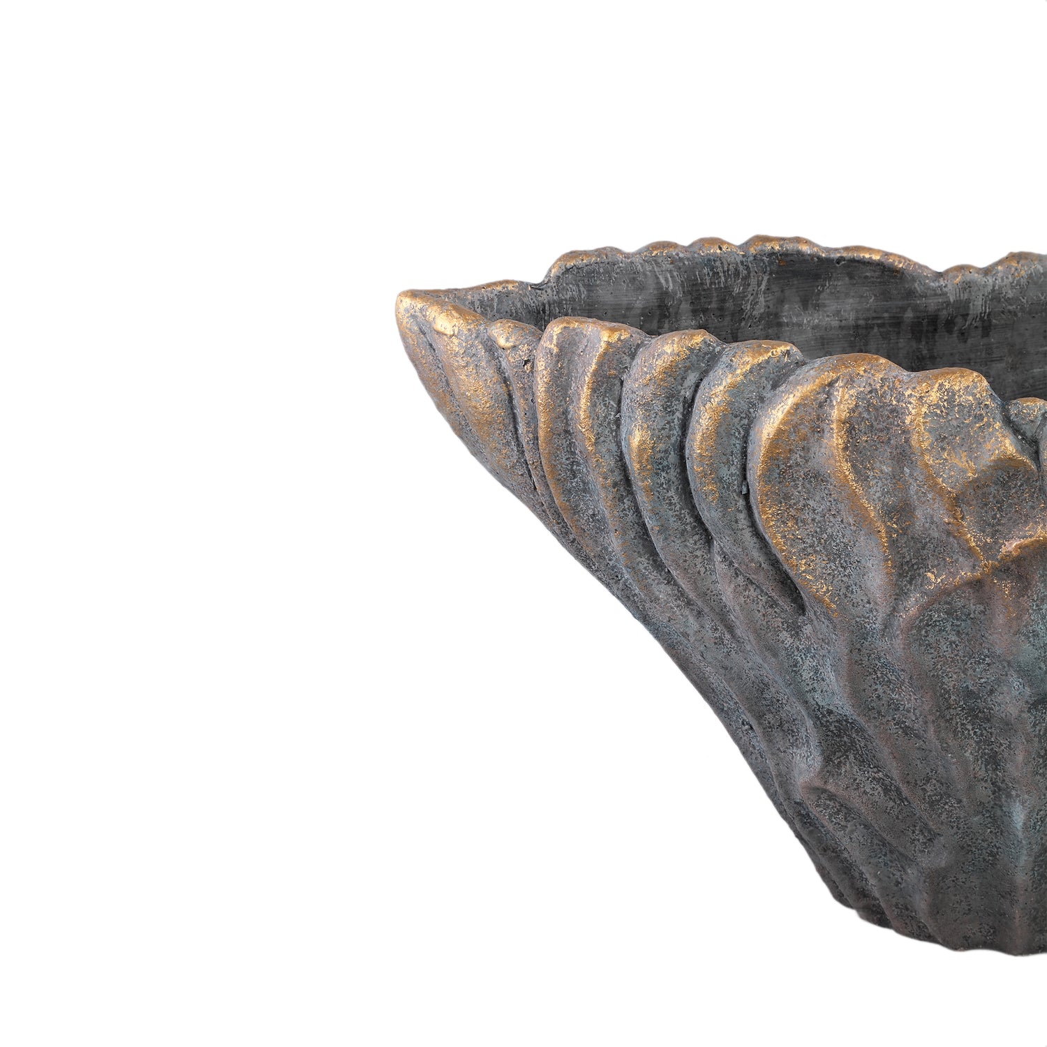 Vase – Graue Farbe, Wellen Design, Zement Material, S – Vakas | PTMD