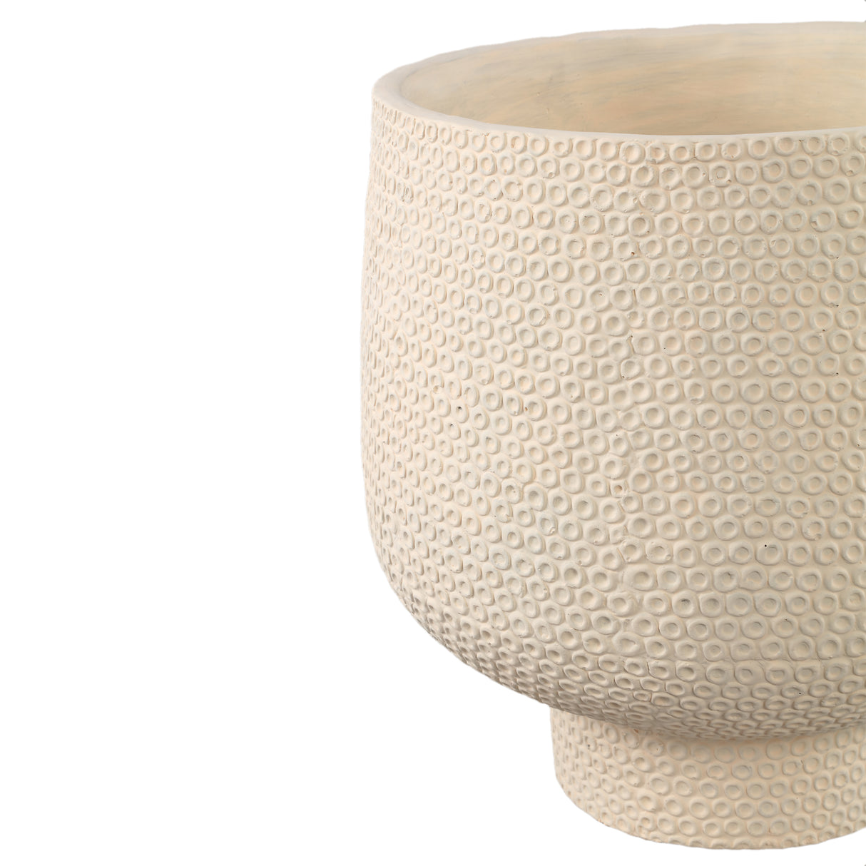 Flowerpot – Cream Color, Dot Pattern Design, Cement Material, XL – Laim | PTMD