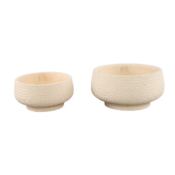 Bowl - Round Cement, Dot Pattern, Cream, L – Laim | PTMD