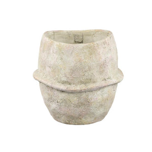 Blumentopf – Beige Farbe, Mittellinien Design, Zement Material, XL – Haania | PTMD