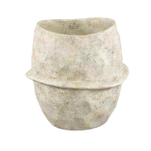 Blumentopf – Beige Farbe, Mittellinien Design, Zement Material, XXL – Haania | PTMD