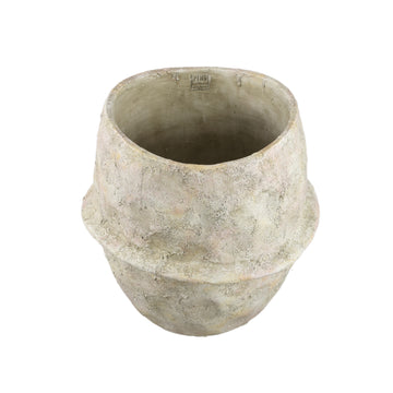 Blumentopf – Beige Farbe, Mittellinien Design, Zement Material, XS – Haania | PTMD