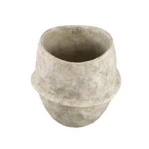 Blumentopf – Beige Farbe, Mittellinien Design, Zement Material, XL – Haania | PTMD