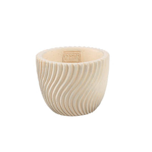 Blumentopf – Runde Form, Linienmuster Design, Creme Oberfläche, Zement Material, S – Lianna | PTMD