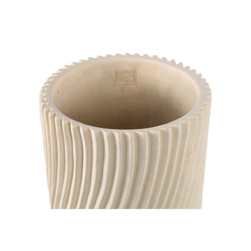 Vase – Runde Form, Linienmuster Design, Creme Oberfläche, Zement Material, M – Lianna | PTMD
