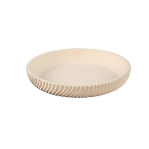 Decorative Bowl – Round Shape, Line Pattern Design, Cream Finish, Cement Material, M – Lianna | PTMD