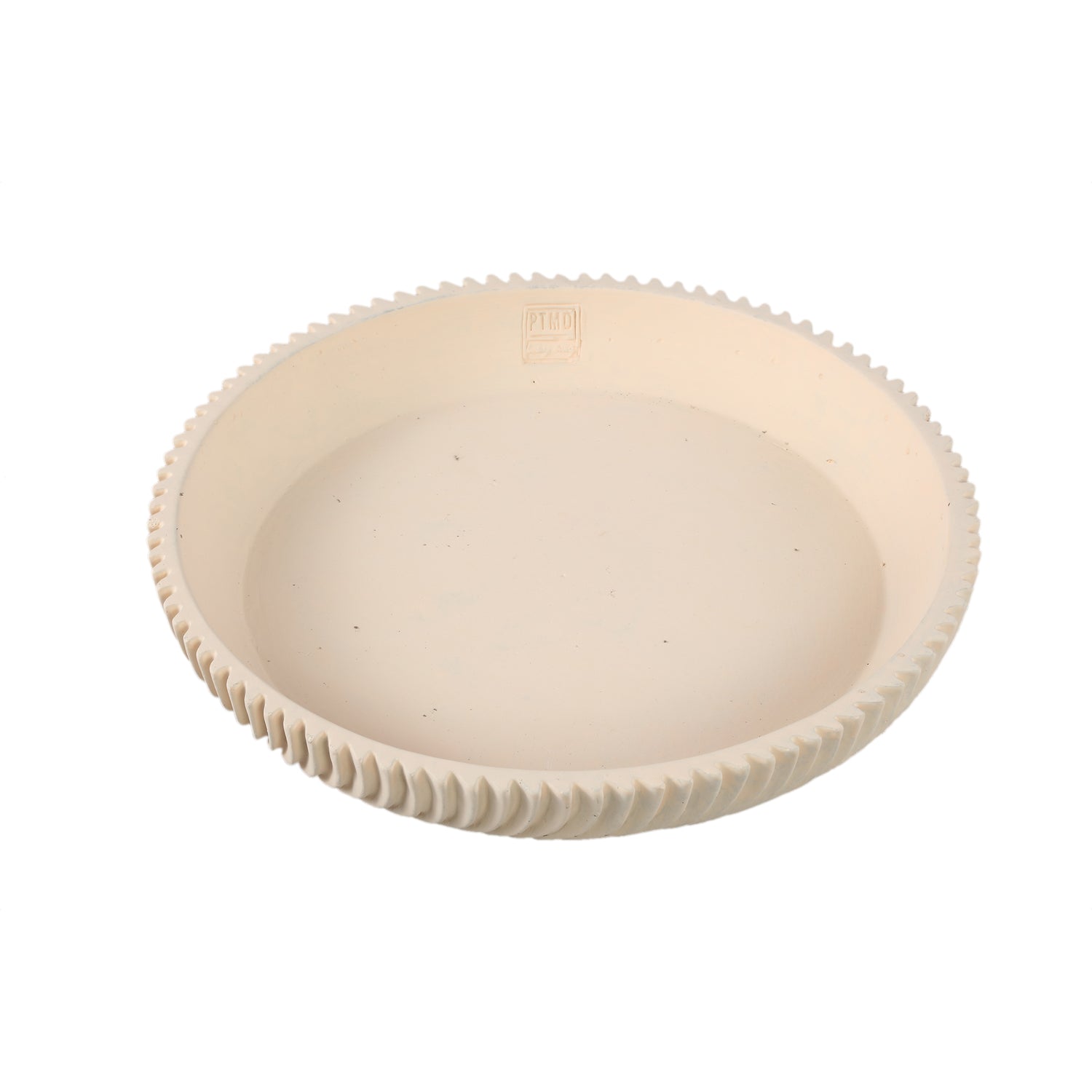Decorative Bowl – Round Shape, Line Pattern Design, Cream Finish, Cement Material, M – Lianna | PTMD