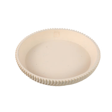 Dekoschale – Runde Form, Linienmuster Design, Creme Oberfläche, Zement Material, M – Lianna | PTMD