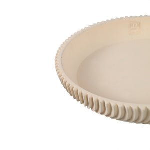 Decorative Bowl – Round Shape, Line Pattern Design, Cream Finish, Cement Material, M – Lianna | PTMD
