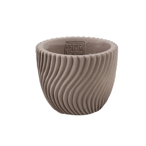 Blumentopf – Runde Form, Linienmuster Design, Beige Oberfläche, Zement Material, S – Lianna | PTMD