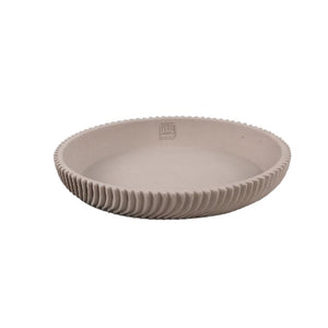 Dekoschale – Runde Form, Linienmuster Design, Beige Oberfläche, Zement Material, L – Lianna | PTMD