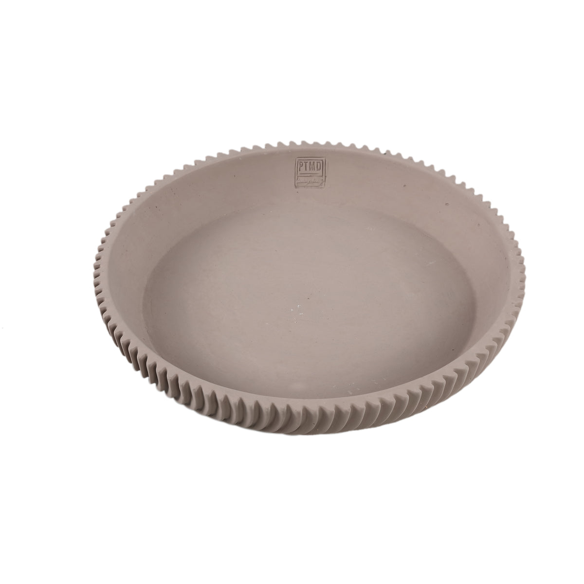 Dekoschale – Runde Form, Linienmuster Design, Beige Oberfläche, Zement Material, S – Lianna | PTMD
